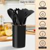imageEfar Cooking Utensils Set of 6 Silicone Kitchen Utensils with Wooden Handle Nonstick Cookware Friendly ampamp Heat Resistant Includes SpatulaLadleSlotted TurnerServing SpoonSpaghetti ServerBlackBlack