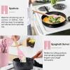imageEfar Cooking Utensils Set of 6 Silicone Kitchen Utensils with Wooden Handle Nonstick Cookware Friendly ampamp Heat Resistant Includes SpatulaLadleSlotted TurnerServing SpoonSpaghetti ServerBlackPink