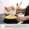 imageEfar Cooking Utensils Set of 6 Silicone Kitchen Utensils with Wooden Handle Nonstick Cookware Friendly ampamp Heat Resistant Includes SpatulaLadleSlotted TurnerServing SpoonSpaghetti ServerBlackKhaki