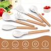 imageEfar Cooking Utensils Set of 6 Silicone Kitchen Utensils with Wooden Handle Nonstick Cookware Friendly ampamp Heat Resistant Includes SpatulaLadleSlotted TurnerServing SpoonSpaghetti ServerBlackWhite
