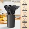 imageEfar Cooking Utensils Set of 6 Silicone Kitchen Utensils with Wooden Handle Nonstick Cookware Friendly ampamp Heat Resistant Includes SpatulaLadleSlotted TurnerServing SpoonSpaghetti ServerBlackGray