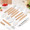 imageEfar Cooking Utensils Set of 6 Silicone Kitchen Utensils with Wooden Handle Nonstick Cookware Friendly ampamp Heat Resistant Includes SpatulaLadleSlotted TurnerServing SpoonSpaghetti ServerBlackWhite