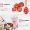 imageEfar Cooking Utensils Set of 6 Silicone Kitchen Utensils with Wooden Handle Nonstick Cookware Friendly ampamp Heat Resistant Includes SpatulaLadleSlotted TurnerServing SpoonSpaghetti ServerBlackPink