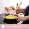 imageEfar Cooking Utensils Set of 6 Silicone Kitchen Utensils with Wooden Handle Nonstick Cookware Friendly ampamp Heat Resistant Includes SpatulaLadleSlotted TurnerServing SpoonSpaghetti ServerBlackPink