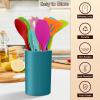 imageEfar Cooking Utensils Set of 6 Silicone Kitchen Utensils with Wooden Handle Nonstick Cookware Friendly ampamp Heat Resistant Includes SpatulaLadleSlotted TurnerServing SpoonSpaghetti ServerBlackMulticolor