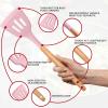 imageEfar Cooking Utensils Set of 6 Silicone Kitchen Utensils with Wooden Handle Nonstick Cookware Friendly ampamp Heat Resistant Includes SpatulaLadleSlotted TurnerServing SpoonSpaghetti ServerBlackPink