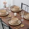 imageEfar Dinnerware Sets for 6 18Piece Stoneware Plates and Bowls Set Reactive Glaze Dinning Ware Dishes Set Microwave ampamp Dishwasher Safe  Seashell WhiteSandy Beige