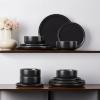 imageEfar Dinnerware Sets for 6 18Piece Stoneware Plates and Bowls Set Reactive Glaze Dinning Ware Dishes Set Microwave ampamp Dishwasher Safe  Seashell WhiteMatte Black