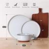 imageEfar Dinnerware Sets for 6 18Piece Stoneware Plates and Bowls Set Reactive Glaze Dinning Ware Dishes Set Microwave ampamp Dishwasher Safe  Seashell WhiteGlacier White