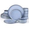 imageEfar Dinnerware Sets for 6 18Piece Stoneware Plates and Bowls Set Reactive Glaze Dinning Ware Dishes Set Microwave ampamp Dishwasher Safe  Seashell WhiteOcean Blue