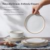 imageEfar Dinnerware Sets for 6 18Piece Stoneware Plates and Bowls Set Reactive Glaze Dinning Ware Dishes Set Microwave ampamp Dishwasher Safe  Seashell WhiteSeashell White