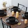 imageEfar Dinnerware Sets for 6 18Piece Stoneware Plates and Bowls Set Reactive Glaze Dinning Ware Dishes Set Microwave ampamp Dishwasher Safe  Seashell WhiteMatte Black