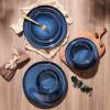 imageEfar Dinnerware Sets for 6 18Piece Stoneware Plates and Bowls Set Reactive Glaze Dinning Ware Dishes Set Microwave ampamp Dishwasher Safe  Seashell WhiteDeep Sea Blue