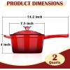 imageEfar Enameled Cast Iron Sauce Pan 2 Quart Dutch Oven Saucepan with Lid Small Sauce Pot for Cooking Boiling Healthy ampamp Non Toxic Induction ampamp Oven Safe OrangeRed