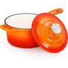 imageEfar Enameled Cast Iron Sauce Pan 2 Quart Dutch Oven Saucepan with Lid Small Sauce Pot for Cooking Boiling Healthy ampamp Non Toxic Induction ampamp Oven Safe OrangeOrange