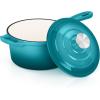imageEfar Enameled Cast Iron Sauce Pan 2 Quart Dutch Oven Saucepan with Lid Small Sauce Pot for Cooking Boiling Healthy ampamp Non Toxic Induction ampamp Oven Safe OrangeGreen