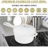imageEfar Enameled Cast Iron Sauce Pan 2 Quart Dutch Oven Saucepan with Lid Small Sauce Pot for Cooking Boiling Healthy ampamp Non Toxic Induction ampamp Oven Safe OrangeWhite
