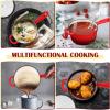 imageEfar Enameled Cast Iron Sauce Pan 2 Quart Dutch Oven Saucepan with Lid Small Sauce Pot for Cooking Boiling Healthy ampamp Non Toxic Induction ampamp Oven Safe OrangeRed
