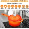 imageEfar Enameled Cast Iron Sauce Pan 2 Quart Dutch Oven Saucepan with Lid Small Sauce Pot for Cooking Boiling Healthy ampamp Non Toxic Induction ampamp Oven Safe OrangeOrange