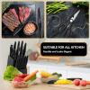 imageEfar Knife Set with Block 15 Pieces Kitchen Knife Block Set with Sharpener High Carbon Stainless Steel Sharp Chef Knife Set with Ergonomic Handles Anti Rust BlackBlack