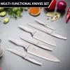 imageEfar Knife Set with Block 15 Pieces Kitchen Knife Block Set with Sharpener High Carbon Stainless Steel Sharp Chef Knife Set with Ergonomic Handles Anti Rust BlackKhaki