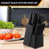 imageEfar Knife Set with Block 15 Pieces Kitchen Knife Block Set with Sharpener High Carbon Stainless Steel Sharp Chef Knife Set with Ergonomic Handles Anti Rust BlackBlack