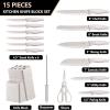 imageEfar Knife Set with Block 15 Pieces Kitchen Knife Block Set with Sharpener High Carbon Stainless Steel Sharp Chef Knife Set with Ergonomic Handles Anti Rust BlackKhaki