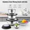 imageEfar Mixing Bowls with Lids Set 15PCS Stainless Steel Mixing Nesting Bowl with Colander ampamp 3 Metal Grater for Kitchen PrepBakingStorage NonSlip Bottom ampamp Airtight Lid 46 3 15 1 07QT KhakiBlack