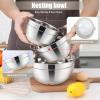 imageEfar Mixing Bowls with Lids Set 15PCS Stainless Steel Mixing Nesting Bowl with Colander ampamp 3 Metal Grater for Kitchen PrepBakingStorage NonSlip Bottom ampamp Airtight Lid 46 3 15 1 07QT KhakiKhaki