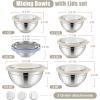 imageEfar Mixing Bowls with Lids Set 15PCS Stainless Steel Mixing Nesting Bowl with Colander ampamp 3 Metal Grater for Kitchen PrepBakingStorage NonSlip Bottom ampamp Airtight Lid 46 3 15 1 07QT KhakiKhaki