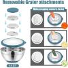 imageEfar Mixing Bowls with Lids Set 15PCS Stainless Steel Mixing Nesting Bowl with Colander ampamp 3 Metal Grater for Kitchen PrepBakingStorage NonSlip Bottom ampamp Airtight Lid 46 3 15 1 07QT KhakiBlue