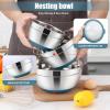 imageEfar Mixing Bowls with Lids Set 15PCS Stainless Steel Mixing Nesting Bowl with Colander ampamp 3 Metal Grater for Kitchen PrepBakingStorage NonSlip Bottom ampamp Airtight Lid 46 3 15 1 07QT KhakiBlue