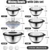 imageEfar Mixing Bowls with Lids Set 15PCS Stainless Steel Mixing Nesting Bowl with Colander ampamp 3 Metal Grater for Kitchen PrepBakingStorage NonSlip Bottom ampamp Airtight Lid 46 3 15 1 07QT KhakiBlack