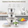 imageEfar Mixing Bowls with Lids Set 15PCS Stainless Steel Mixing Nesting Bowl with Colander ampamp 3 Metal Grater for Kitchen PrepBakingStorage NonSlip Bottom ampamp Airtight Lid 46 3 15 1 07QT KhakiKhaki