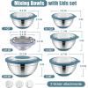 imageEfar Mixing Bowls with Lids Set 15PCS Stainless Steel Mixing Nesting Bowl with Colander ampamp 3 Metal Grater for Kitchen PrepBakingStorage NonSlip Bottom ampamp Airtight Lid 46 3 15 1 07QT KhakiBlue