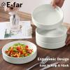 imageEfar Pasta Bowls Set of 4 35oz Ceramic Large Salad Bowl Plates for Serving Soup Dinner Shallow Stoneware Pasta Plate Microwave ampamp Dishwasher Safe Speckled KhakiStone White