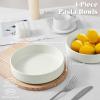 imageEfar Pasta Bowls Set of 4 35oz Ceramic Large Salad Bowl Plates for Serving Soup Dinner Shallow Stoneware Pasta Plate Microwave ampamp Dishwasher Safe Speckled KhakiStone White