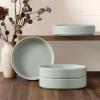 imageEfar Pasta Bowls Set of 4 35oz Ceramic Large Salad Bowl Plates for Serving Soup Dinner Shallow Stoneware Pasta Plate Microwave ampamp Dishwasher Safe Speckled KhakiMist Green