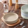 imageEfar Pasta Bowls Set of 4 35oz Ceramic Large Salad Bowl Plates for Serving Soup Dinner Shallow Stoneware Pasta Plate Microwave ampamp Dishwasher Safe Speckled KhakiMulticolor