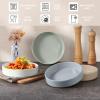 imageEfar Pasta Bowls Set of 4 35oz Ceramic Large Salad Bowl Plates for Serving Soup Dinner Shallow Stoneware Pasta Plate Microwave ampamp Dishwasher Safe Speckled KhakiMulticolor