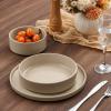 imageEfar Pasta Bowls Set of 4 35oz Ceramic Large Salad Bowl Plates for Serving Soup Dinner Shallow Stoneware Pasta Plate Microwave ampamp Dishwasher Safe Speckled KhakiBright Khaki