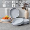 imageEfar Pasta Bowls Set of 4 35oz Ceramic Large Salad Bowl Plates for Serving Soup Dinner Shallow Stoneware Pasta Plate Microwave ampamp Dishwasher Safe Speckled KhakiHaze Gray