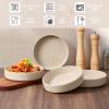 imageEfar Pasta Bowls Set of 4 35oz Ceramic Large Salad Bowl Plates for Serving Soup Dinner Shallow Stoneware Pasta Plate Microwave ampamp Dishwasher Safe Speckled KhakiBright Khaki