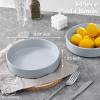 imageEfar Pasta Bowls Set of 4 35oz Ceramic Large Salad Bowl Plates for Serving Soup Dinner Shallow Stoneware Pasta Plate Microwave ampamp Dishwasher Safe Speckled KhakiHaze Gray