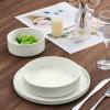imageEfar Pasta Bowls Set of 4 35oz Ceramic Large Salad Bowl Plates for Serving Soup Dinner Shallow Stoneware Pasta Plate Microwave ampamp Dishwasher Safe Speckled KhakiStone White