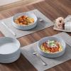 imageEfar Pasta Bowls Set of 4 35oz Ceramic Large Salad Bowl Plates for Serving Soup Dinner Shallow Stoneware Pasta Plate Microwave ampamp Dishwasher Safe Speckled KhakiHaze Gray