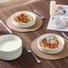 imageEfar Pasta Bowls Set of 4 35oz Ceramic Large Salad Bowl Plates for Serving Soup Dinner Shallow Stoneware Pasta Plate Microwave ampamp Dishwasher Safe Speckled KhakiStone White