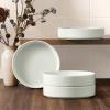 imageEfar Pasta Bowls Set of 4 35oz Ceramic Large Salad Bowl Plates for Serving Soup Dinner Shallow Stoneware Pasta Plate Microwave ampamp Dishwasher Safe Speckled KhakiStone White
