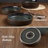 imageEfar Pasta Bowls Set of 4 35oz Large Salad Bowl Plate for Dinner Serving Soup Wide ampamp Shallow Ceramic Stoneware Pasta Plates Microwave ampamp Dishwasher Safe Reactive Glaze Textured Stripes Dusty BlueBlackish Green