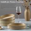 imageEfar Pasta Bowls Set of 4 35oz Large Salad Bowl Plate for Dinner Serving Soup Wide ampamp Shallow Ceramic Stoneware Pasta Plates Microwave ampamp Dishwasher Safe Reactive Glaze Textured Stripes Dusty BlueCaramel Khaki